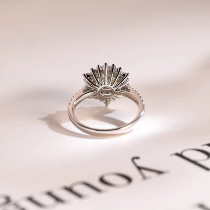 Round Cut Moissanite Ring | Elegant Flower Design | Gift for Her

