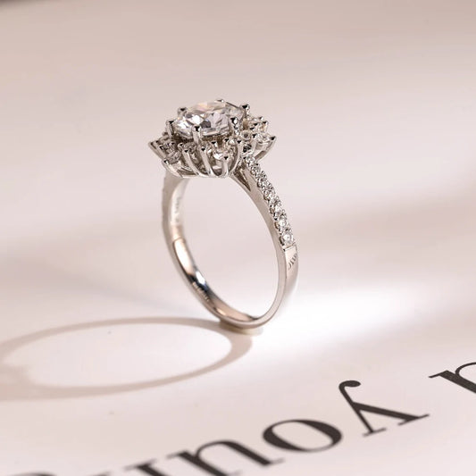 Sunflower Moissanite Ring | Solid Gold Love Gift | Promise Ring

