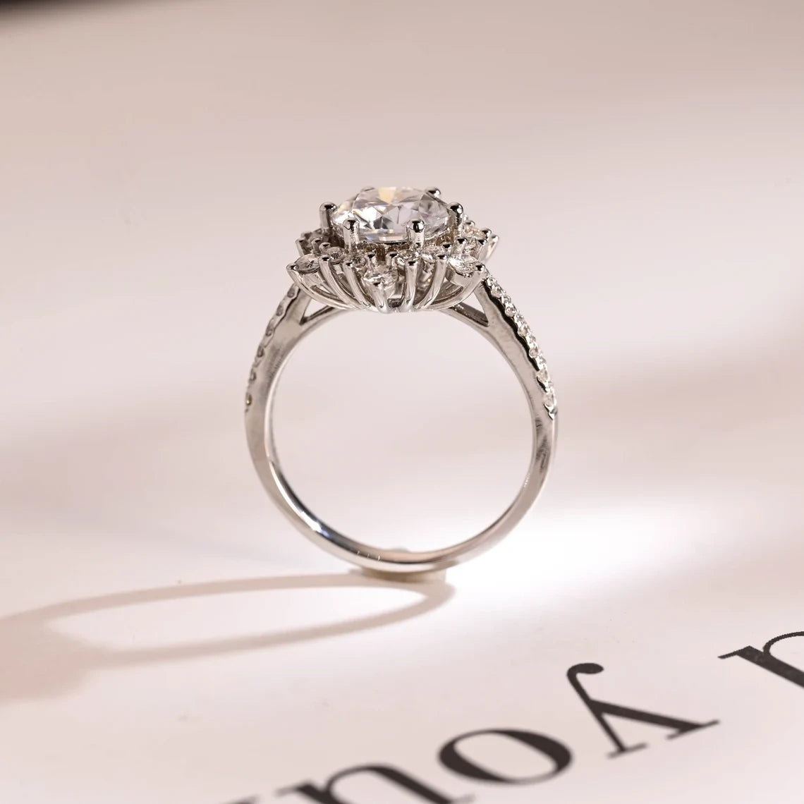 Moissanite Birthday Ring | Sunflower Gold Band | Elegant Gift

