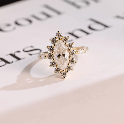 Marquise cut moissanite ring