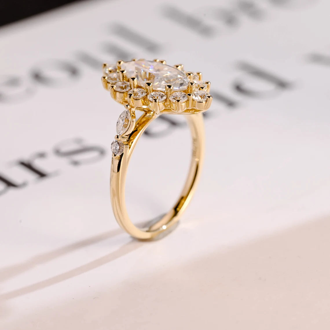 Moissanite halo ring