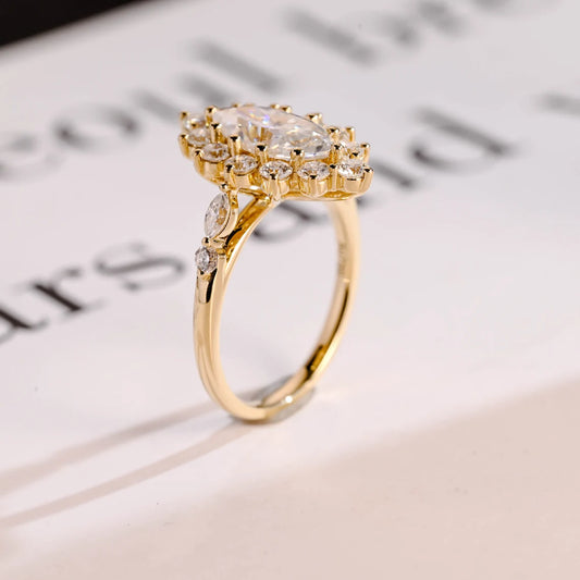 Marquise cut moissanite ring