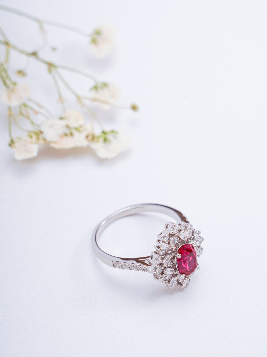 Oval Red Gemstone Ring