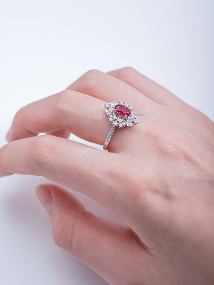 Elegant Ruby Moissanite Ring
