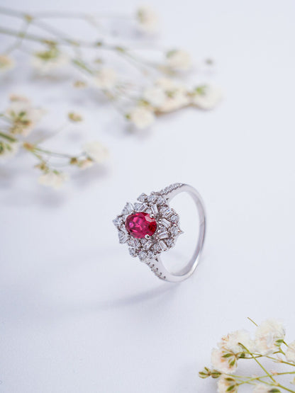 Ruby Oval Cut Engagement Ring