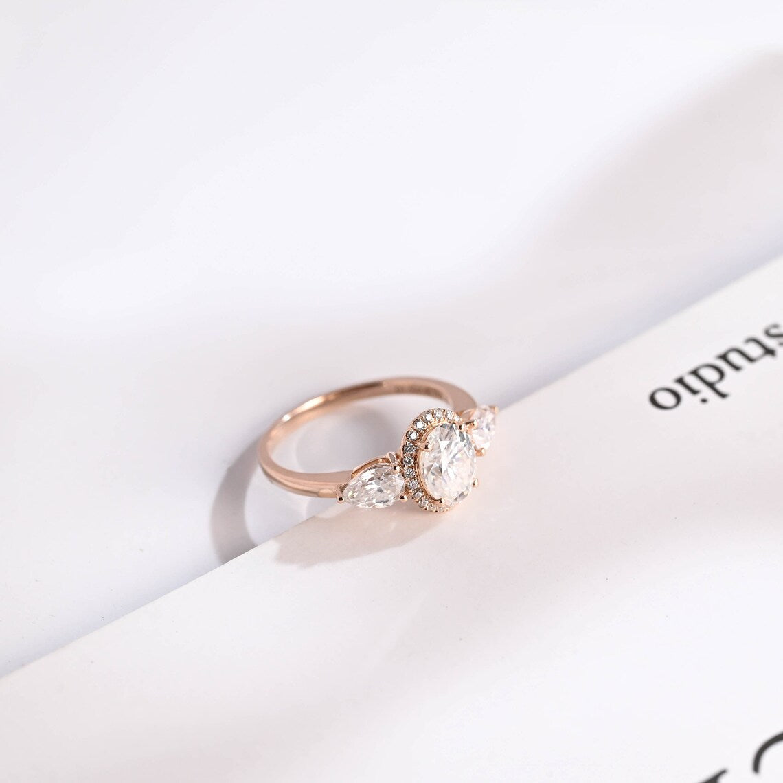 Rose gold moissanite ring