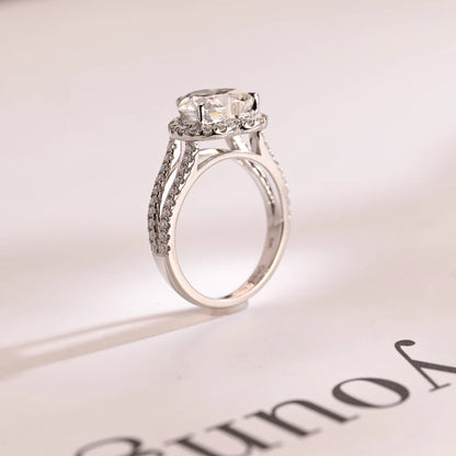 Single halo diamond ring