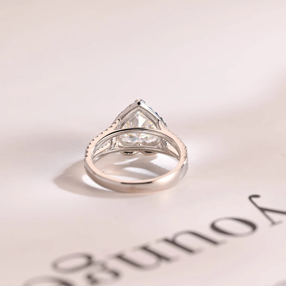 White gold moissanite ring
