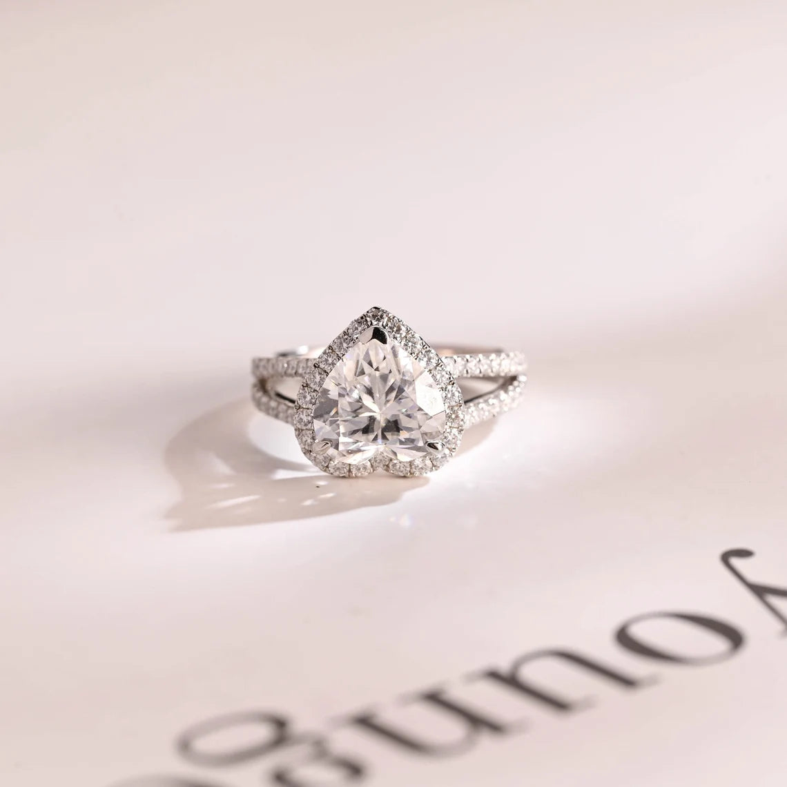 Heart cut moissanite ring