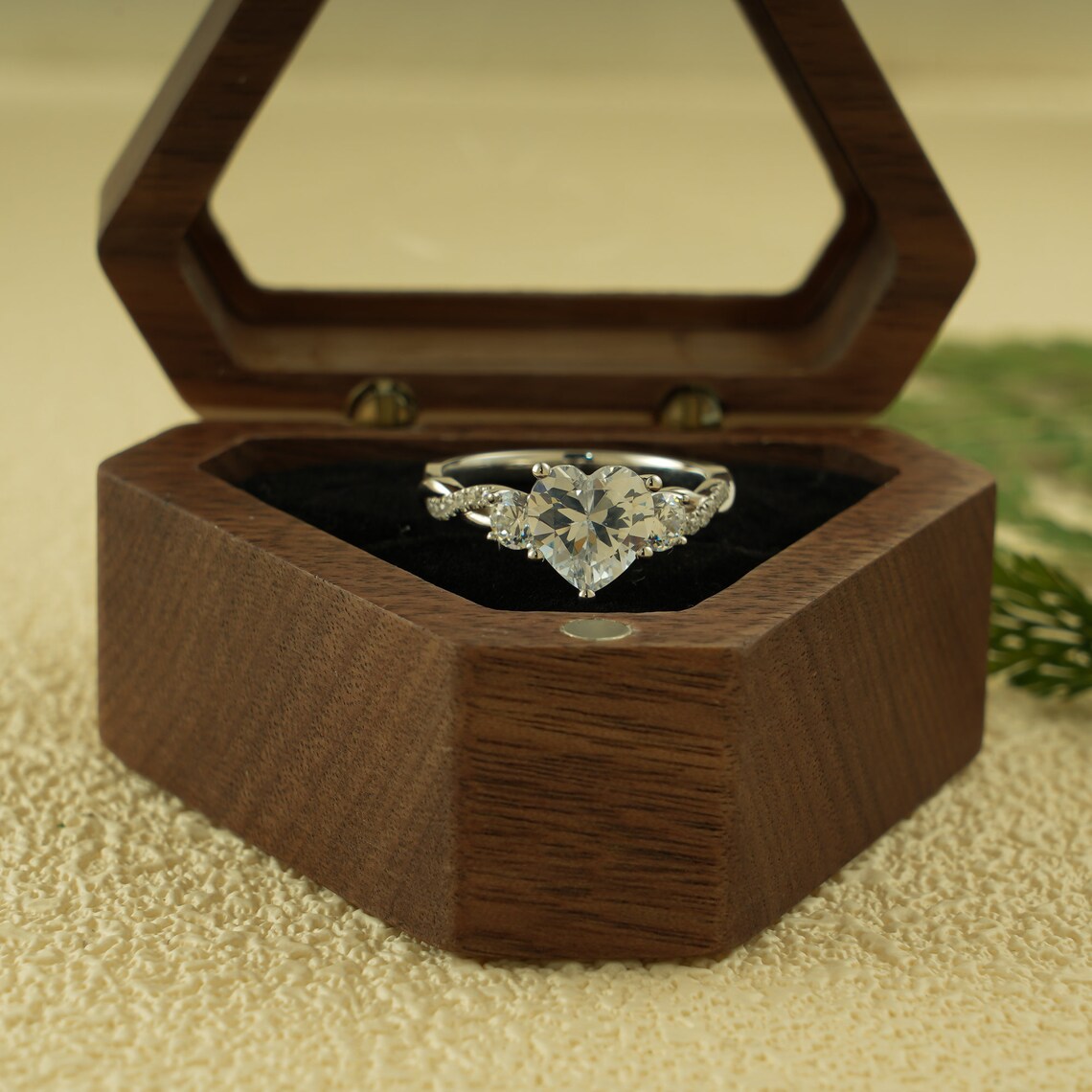 Heart cut moissanite ring
