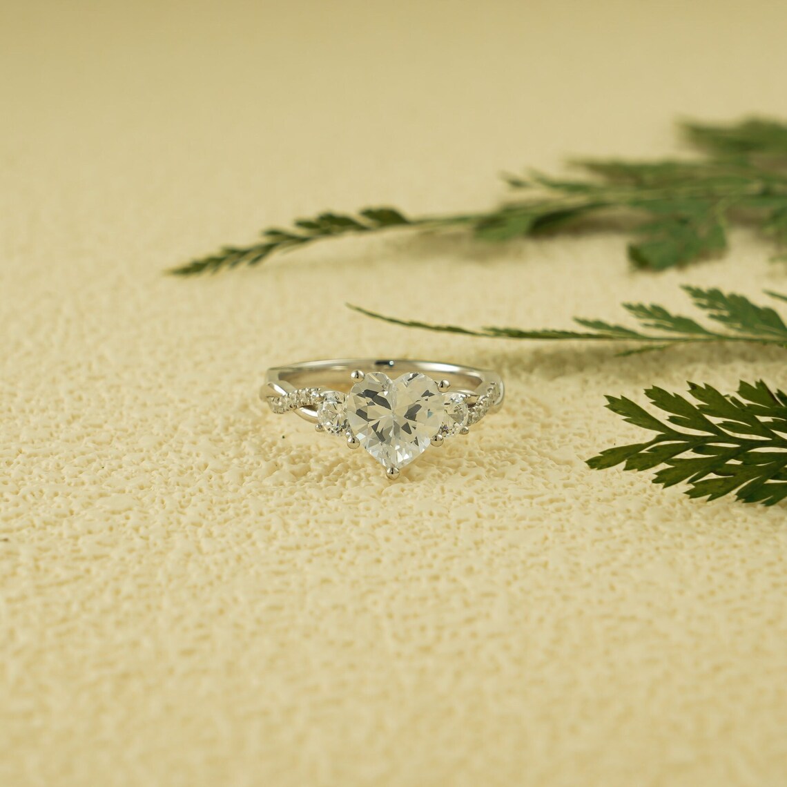 Three stone moissanite ring