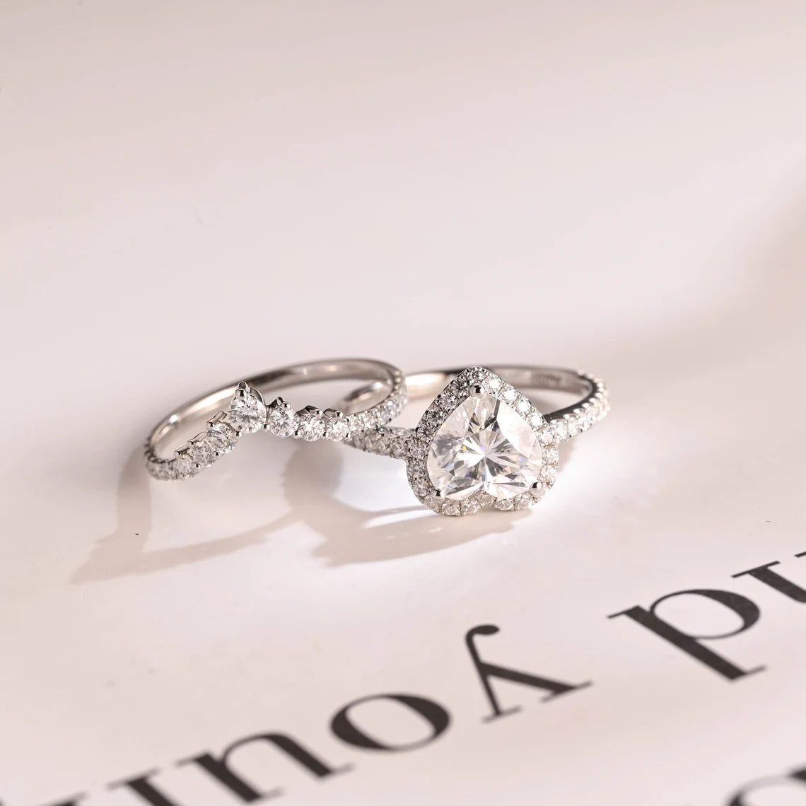 Heart cut moissanite ring