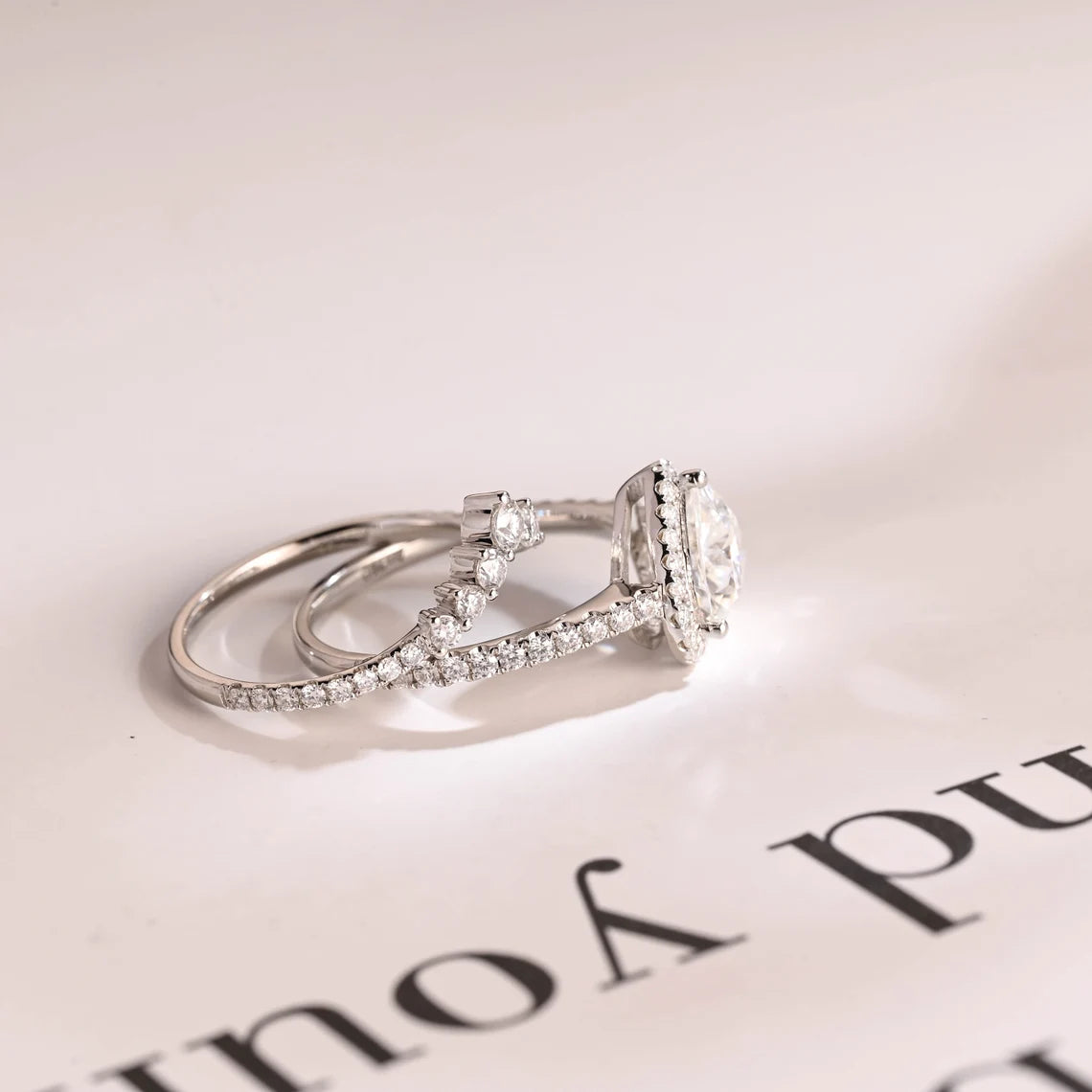 White gold moissanite ring
