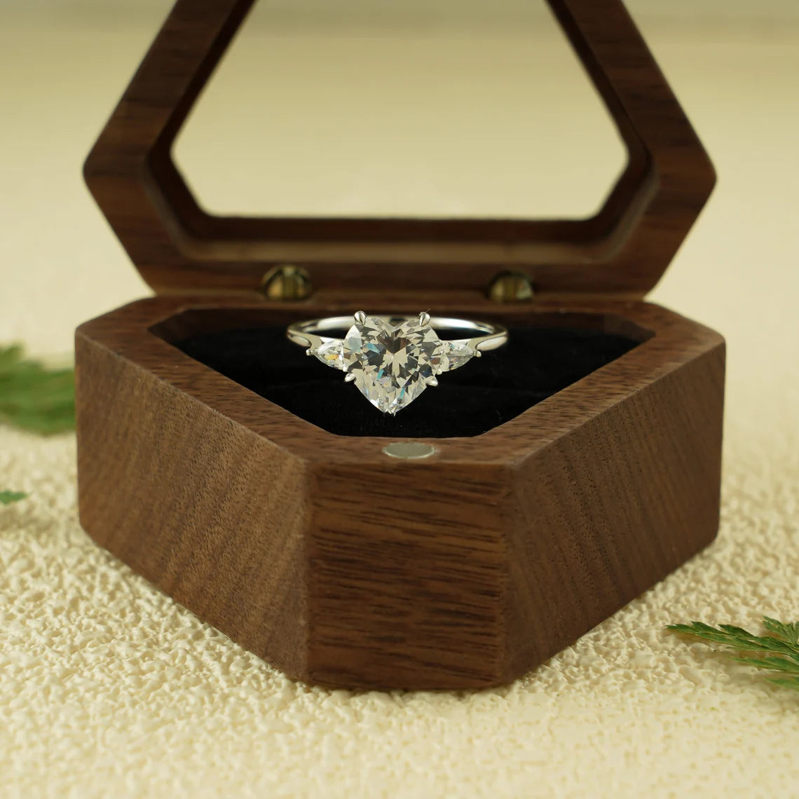 Heart cut moissanite ring