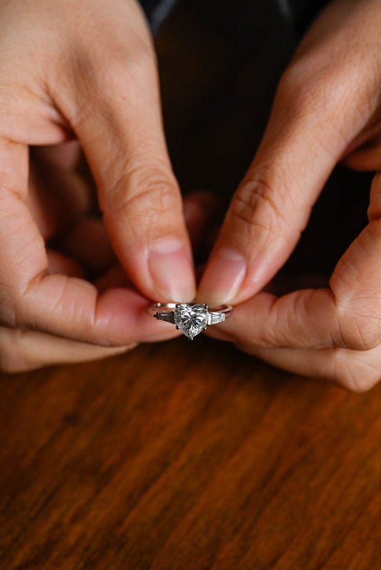 Three stone moissanite ring