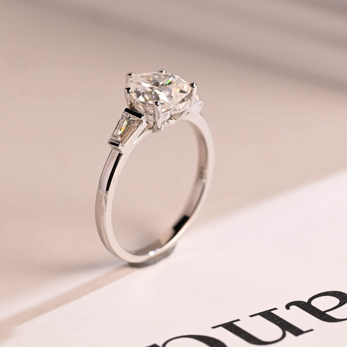 Heart cut moissanite ring