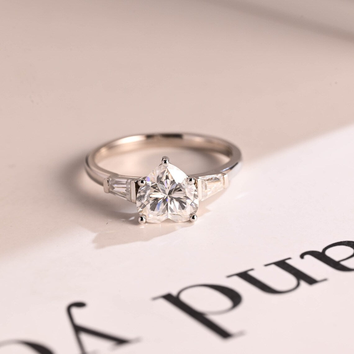 Three stone moissanite ring