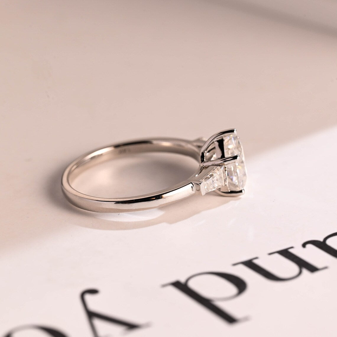 Solid gold moissanite ring