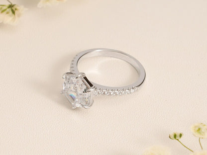 White gold moissanite ring