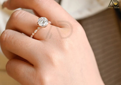 Unique Floral Moissanite Ring | Promise Gift For Her | Solid Gold Design

