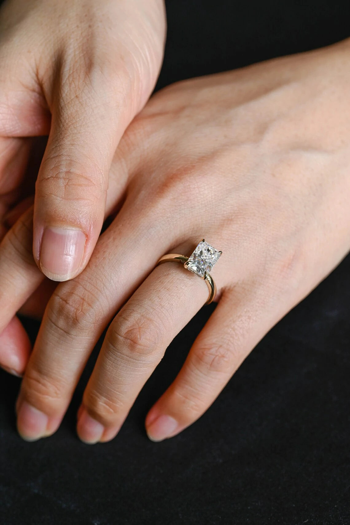 Solid Gold Beauty | Moissanite Light | Halo for Her

