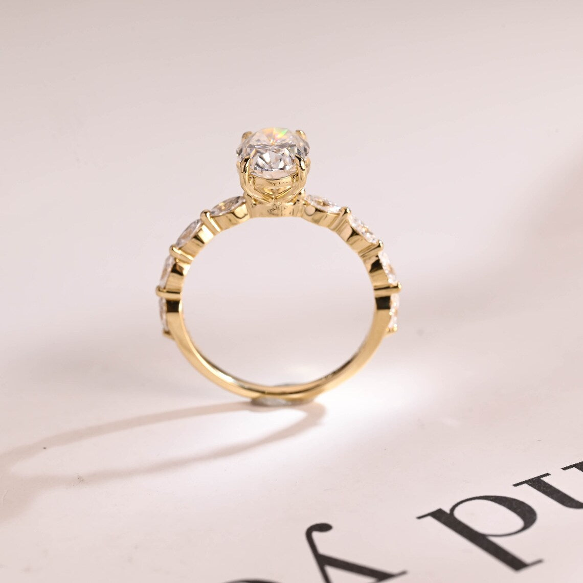 Moissanite Floating Pave Ring