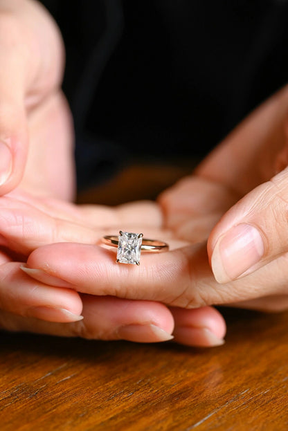 Hidden Halo Elegance | Proposal Ring | 18K Radiant Gold

