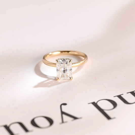 Radiant Cut Glow | Hidden Halo Shine | 18K Gold Gift

