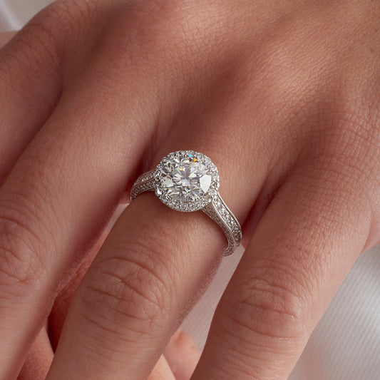 Round cut lab grown diamond ring