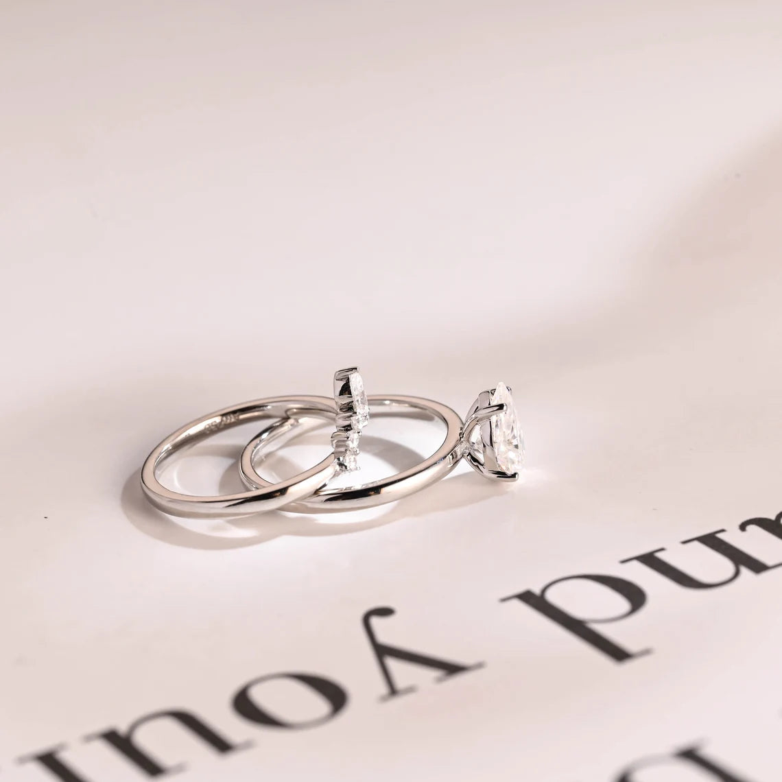 White gold moissanite ring