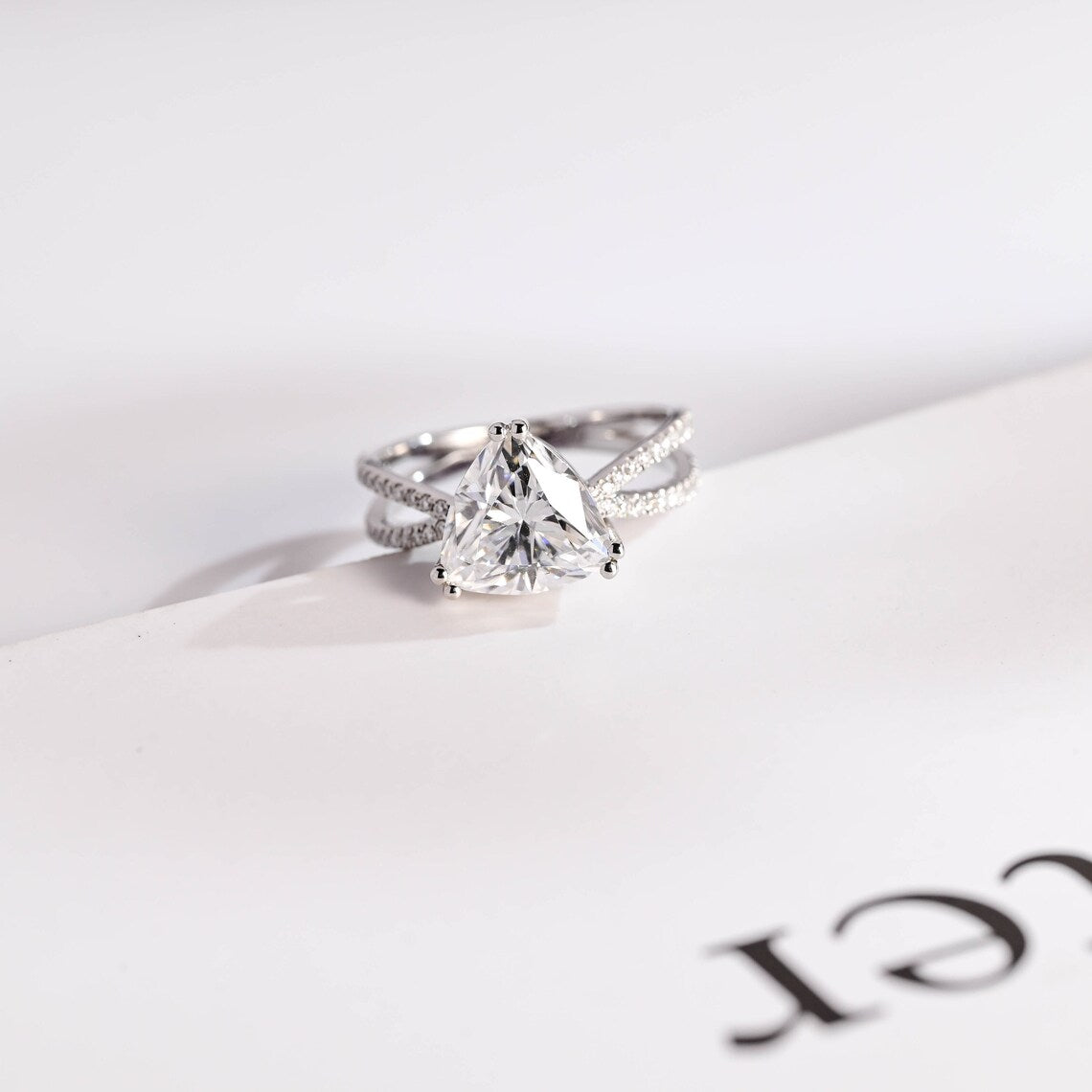 White gold moissanite ring