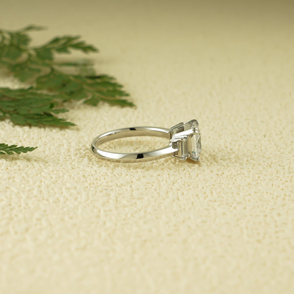 White gold moissanite ring