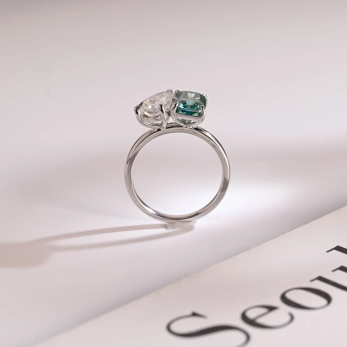 Pear cut moissanite ring