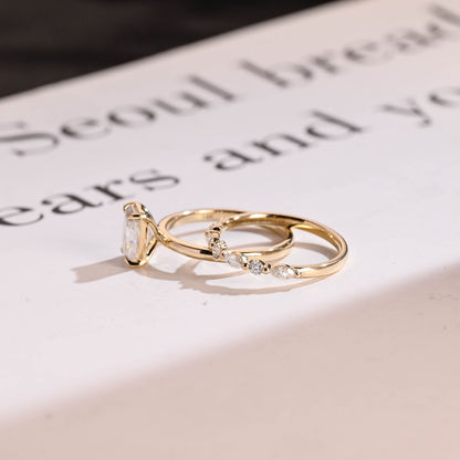 Yellow gold moissanite ring