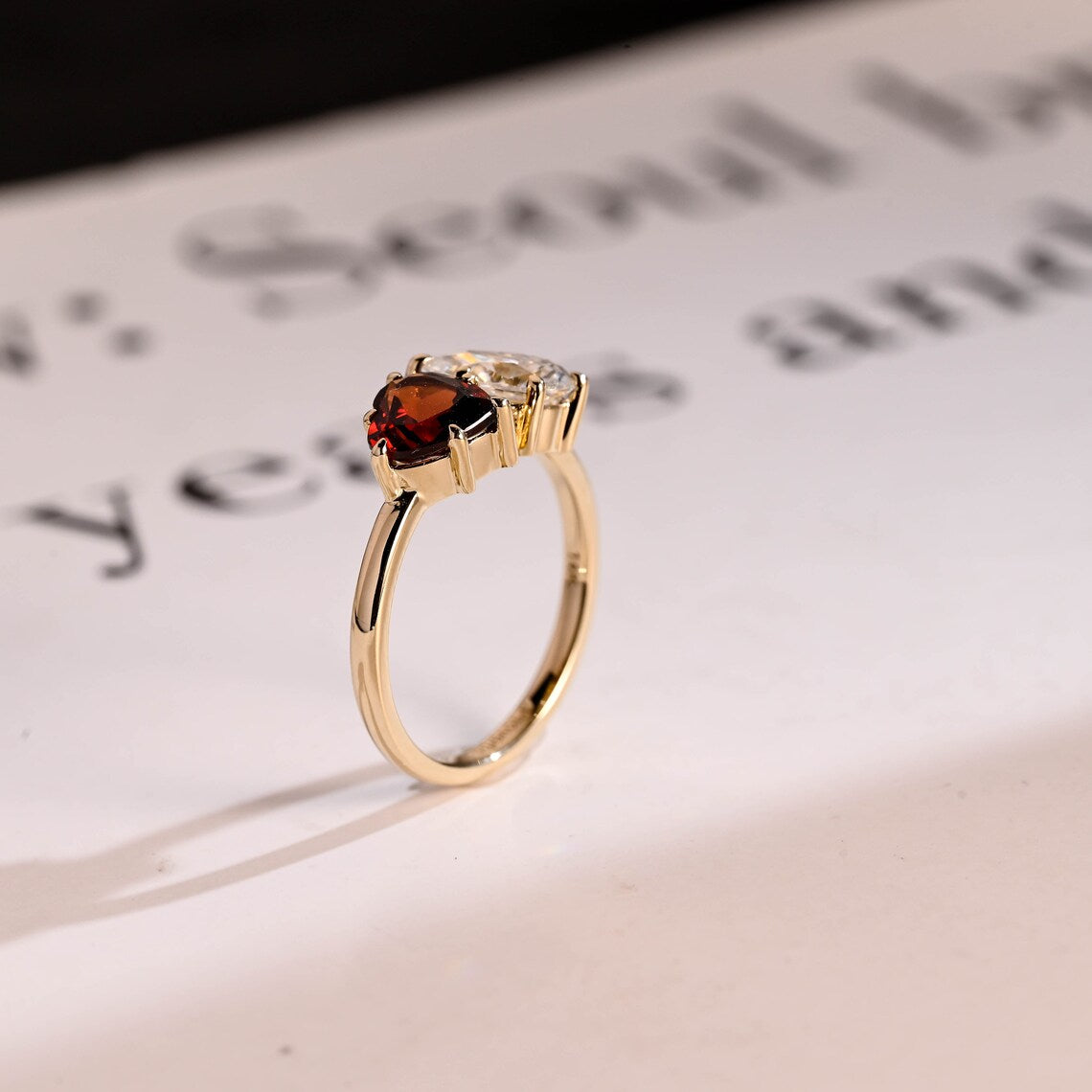 Red ruby heart cut cz ring