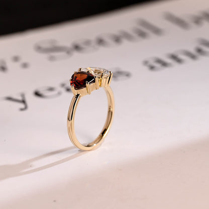 Red ruby heart cut cz ring