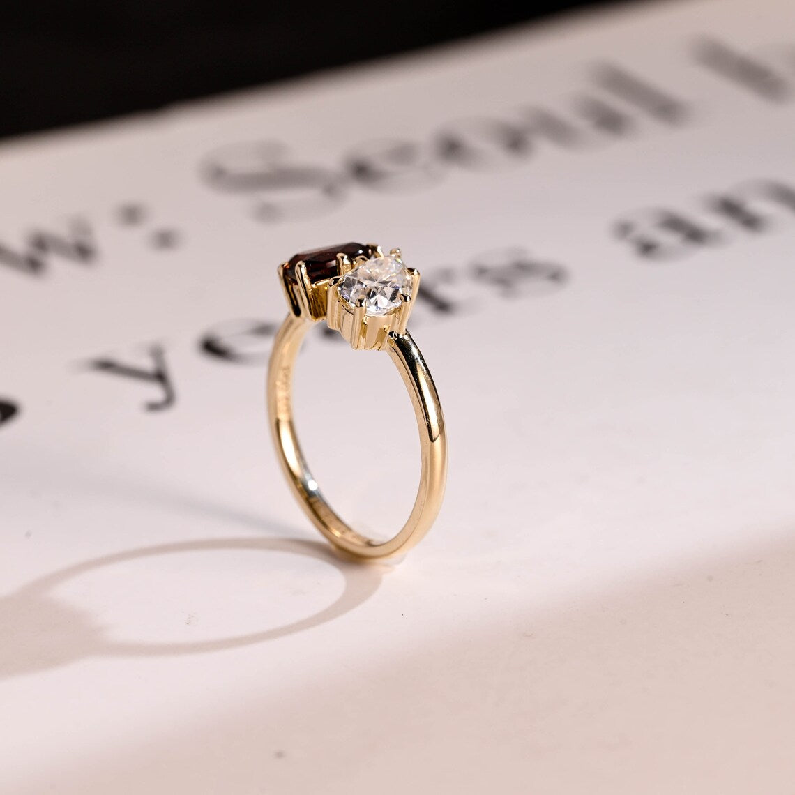 Ruby and moissanite ring