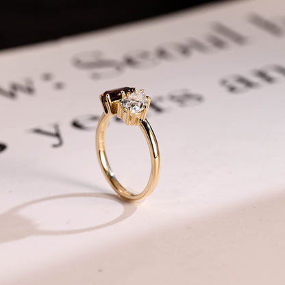 Ruby and moissanite ring