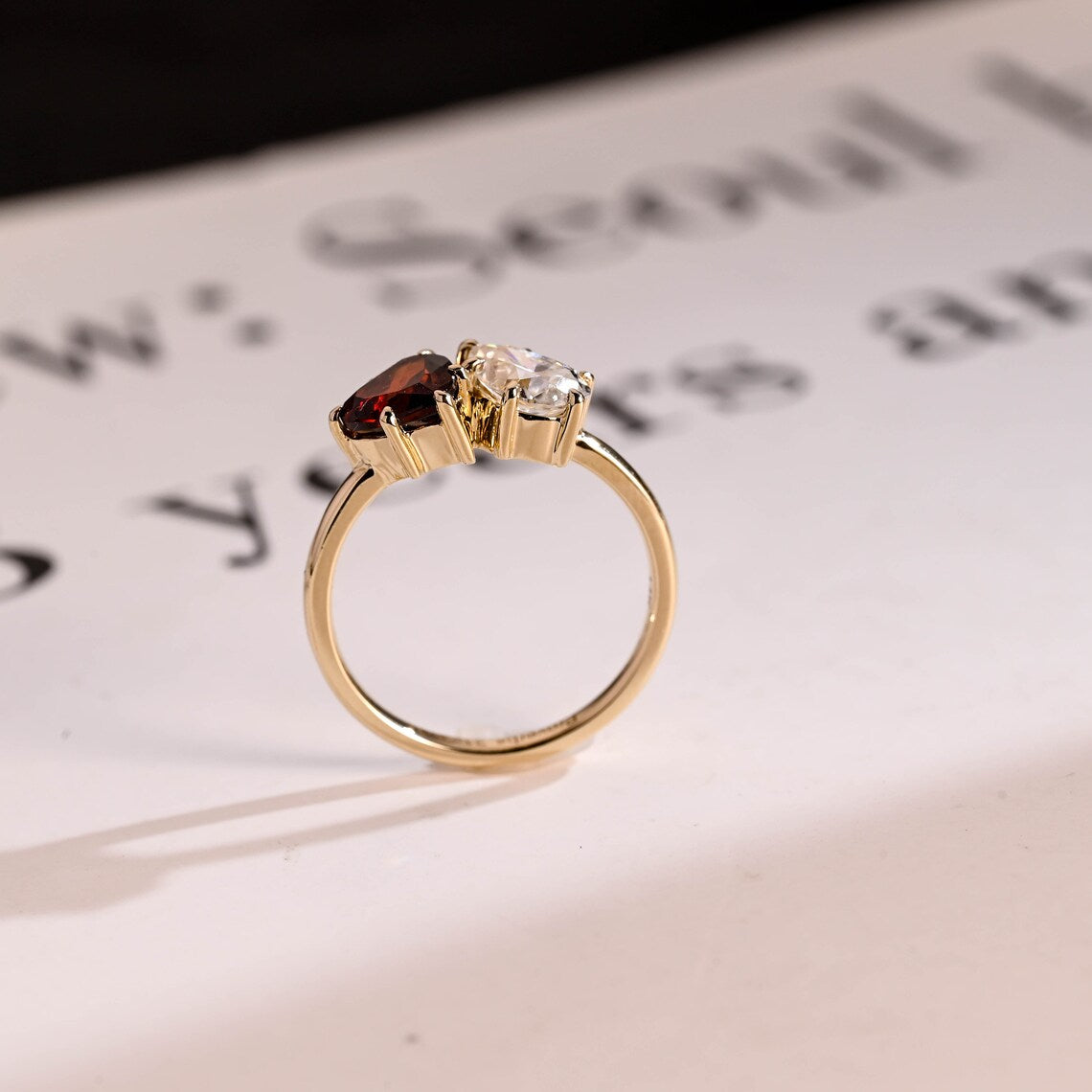 Pear cut moissanite ring