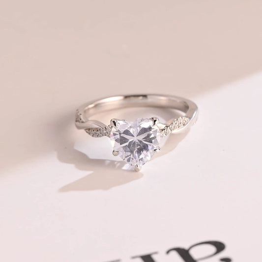 Heart cut moissanite diamond ring