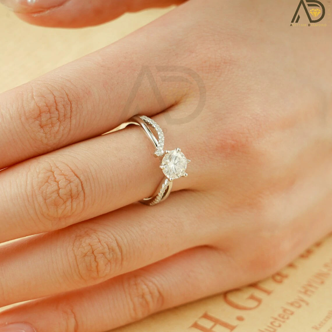 Anniversary Gift For Her | Solid Gold Moissanite Band | Elegant Design


