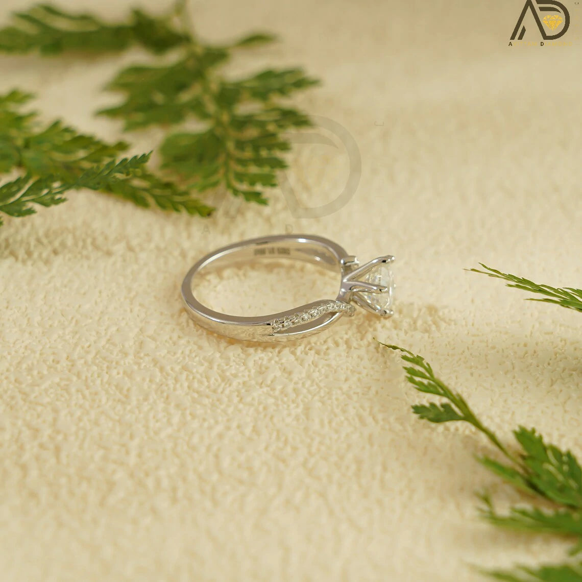 Moissanite Double Band Ring | Round Cut Sparkle | 14K Engagement Ring

