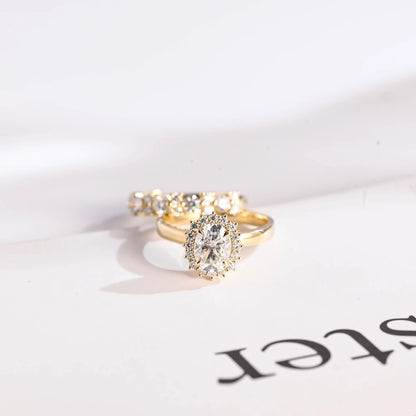 Yellow gold moissanite ring