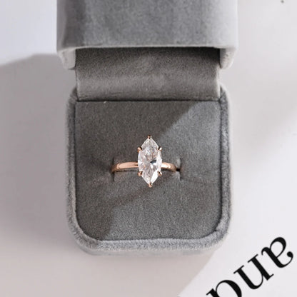 Marquise cut moissanite ring