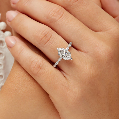 Marquise cut lab grown diamond ring