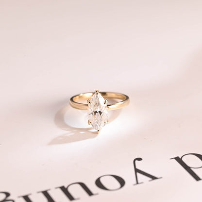 Marquise cut moissanite ring