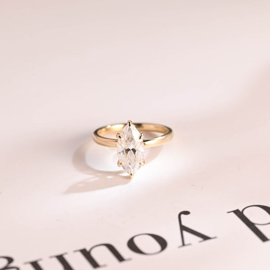 Marquise cut moissanite ring