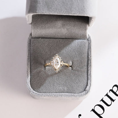 Marquise cut moissanite ring