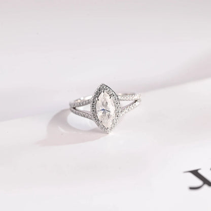 Marquise cut moissanite ring