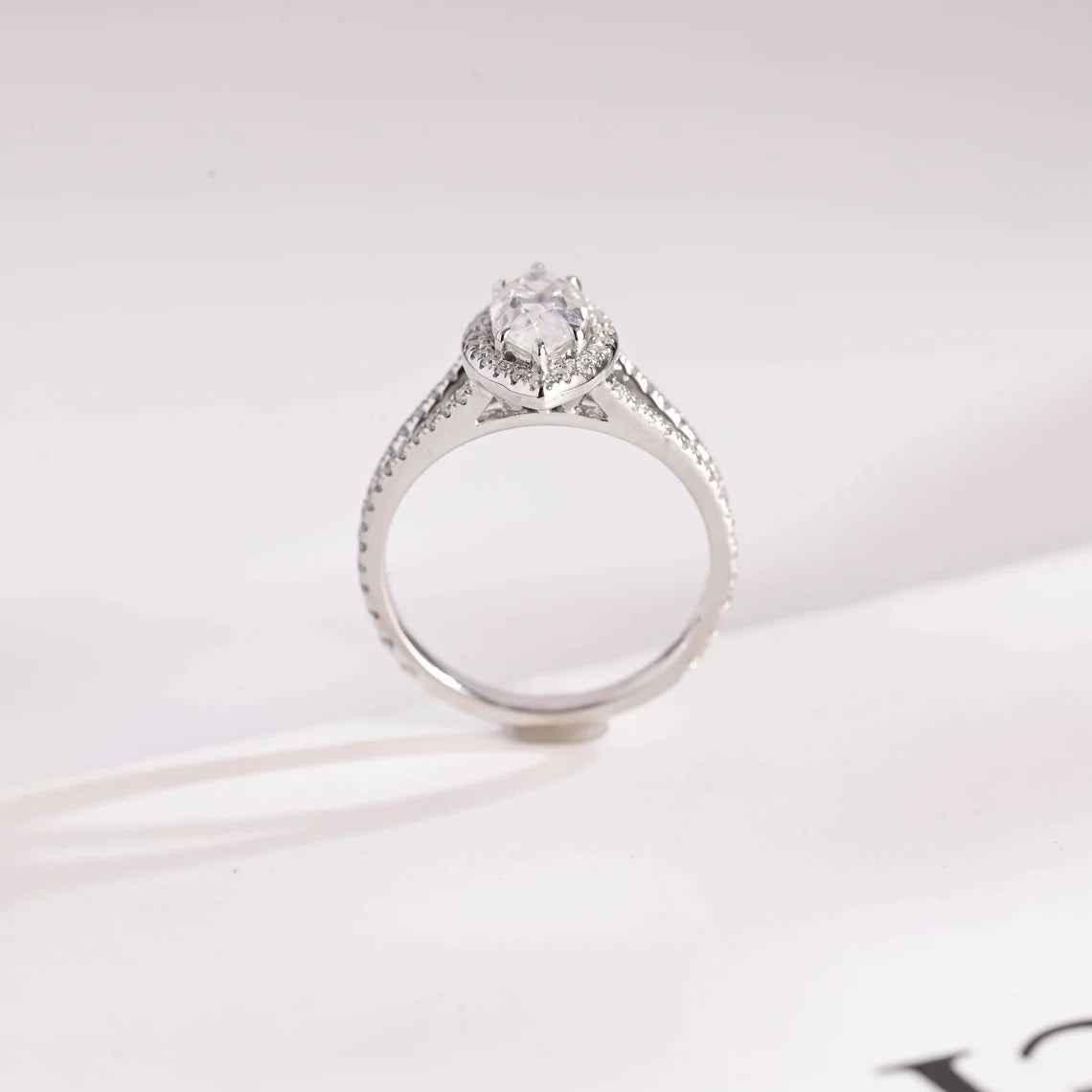 Moissanite halo engagement ring